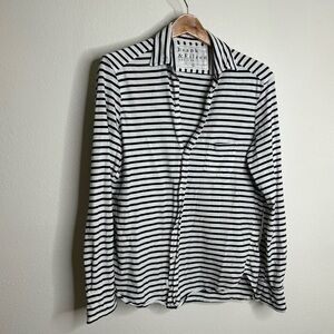 Frank & Eileen Relaxed Soft Cotton Eileen Navy White Button Down Shirt Size S